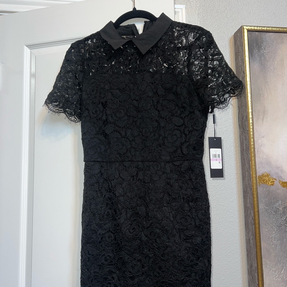 Karl Lagerfeld Black Lace Long Sleeve Dress